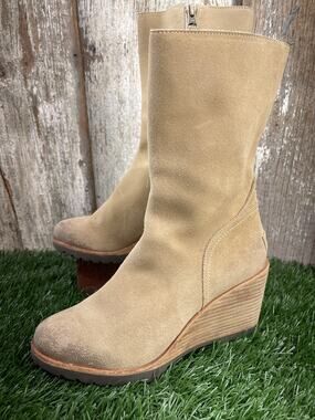 Sorel After Hours Mid Boot Beach Tan Waterproof Suede Women's 8